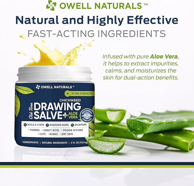 OWELL Naturals Drawing Salve – Fast Acting for Ingrown Hairs, Boils, Bumps, Cysts & Splinters – Clear Non-Staining Formula for Bikini Line, Underarms & Sensitive Skin – 4 oz