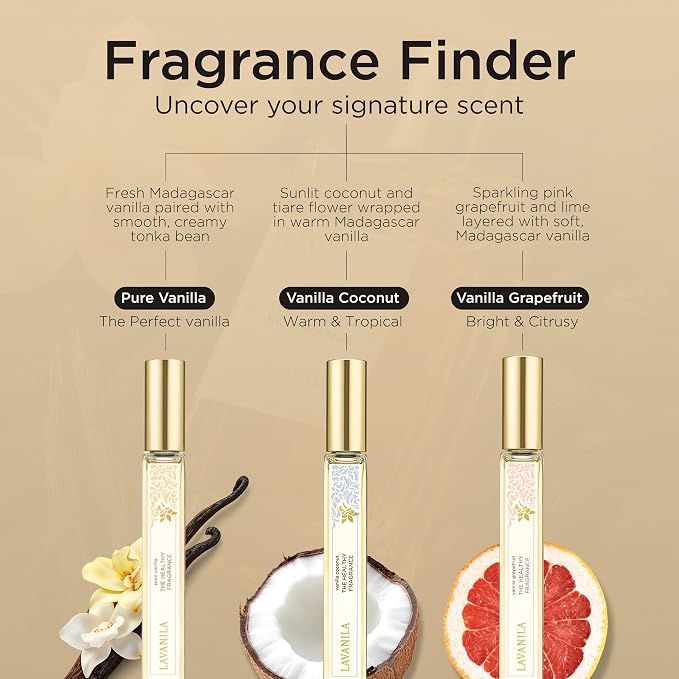 Lavanila Pure Vanilla Perfume for Women, Travel Size Roller 0.32 Fl Oz – Clean Vanilla Perfume, Long Lasting Women’s Eau de Parfum with Madagascar Vanilla – Natural Fragrance, Women’s Fragrances