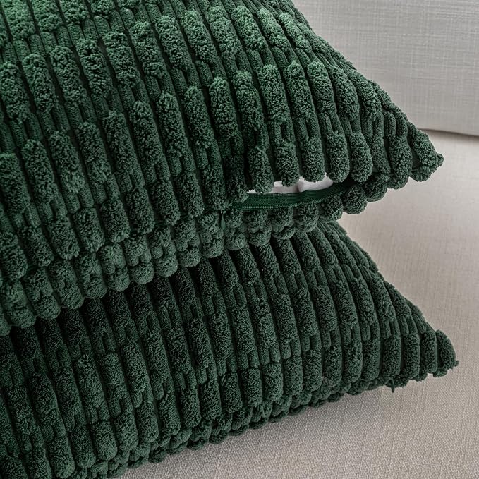 Fancy Homi 4 Packs Decorative Throw Pillow Covers for Living Room Couch Bed, Modern Farmhouse Boho Home Décor Accent Cushion Case, 20" x 20", Forest Green