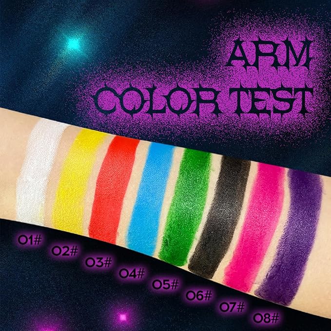 4 Colors Halloween Face Body Paint Lipstick, Cream Eye Black Stick for Baseball, High Pigmented Clown SFX Foundation Cream Makeup for for Sports Festival Halloween Cosplay Goth Costume Makeup (A#)