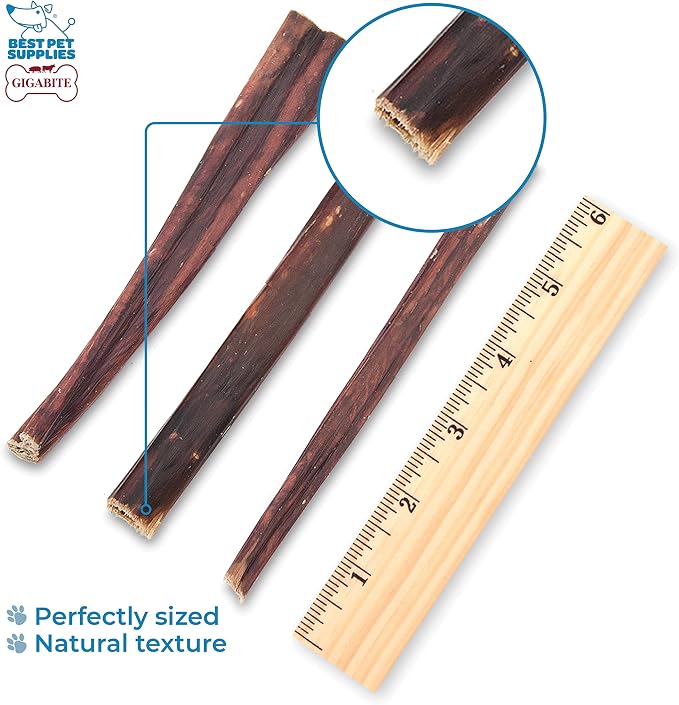 GigaBite Beef Esophagus Dog Treats Sticks - 6 Inch , 40 Pack | All Natural, Single-Ingredient Beef Gullet Chews, High Protein, Rawhide Free, Supports Dental Health