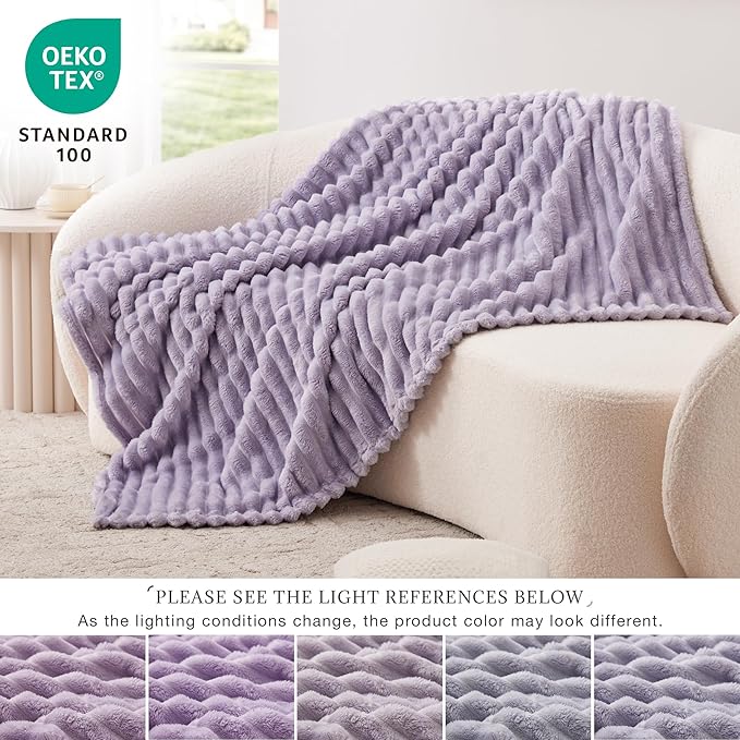 EXQ Home Gentle Soft Fleece Blanket Full Size– Cozy Lightweight Blanket for Couch Bed – All-Season Warm Fuzzy Flannel Blanket for Women Mom Her – Gifts for Birthday(84"x90",Light Purple)