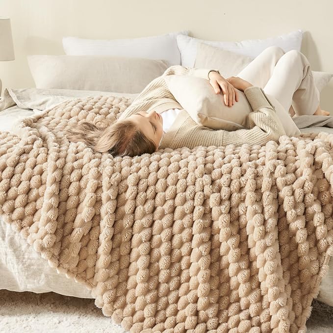 NEWCOSPLAY Fleece Clouds Cozy Queen Blanket for Couch, Brown, 90"x90" | Premium Silky Flannel Blanket, Soft Lightweight Fluffy Throw Blanket for Bed Sofa Decor, Gift for All Season Use