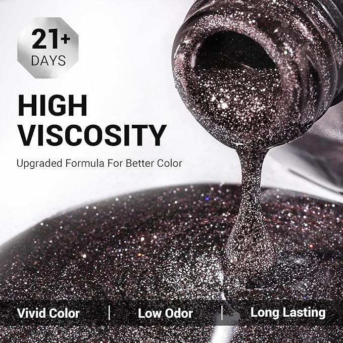 MelodySusie Brown Glitter Gel Nail Polish,0.5fl oz Sparkle Brown Soak Off UV LED Glitter Gel Polish Gift for Women Nail Art Manicure Salon DIY Nail Design Decoration at Home-z203