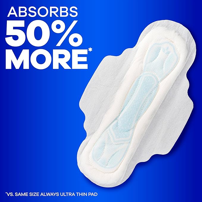 Always Maxi Feminine Pads with Wings for Women, Size 2, Long Super Absorbency, Unscented 60 Count