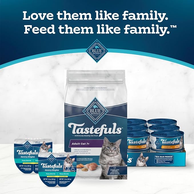 Blue Buffalo Tastefuls Chicken & Brown Rice Senior Dry Cat Food, 3 lb | Chicken & Brown Rice Recipe, For Cats 7 Years and Older, Antioxidant-Rich LifeSource Bits