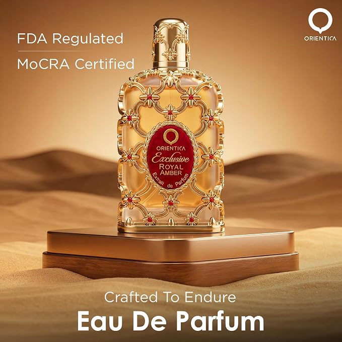 Orientica Luxury Exclusive Royal Amber Extrait de Parfum 2.7oz / 80ml – Fruity, Gourmand, Amber, Woody, Vanilla, Bergamot, Melon, Pineapple, Musk - Arabic Perfume for Men & Women