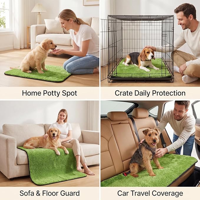 Reusable Dog Puppy Pads, Soft Washable Pee Pads Leakproof 18 x 24 in 2 Pack | Non-slip backing, Efficient Absorbent Multi-use Pad for Crates, Floors, Car Seats, Puppy Training and Incontinence