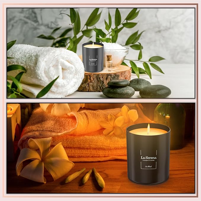 Premium Lemongrass & Lavender Scented Candles (La Serena), Natural Soy Candles Gifts for Women & Men, Hand Poured, Long Lasting Aromatherapy Essential Oil Candle, 8 Oz with 45 Hour Burn Time