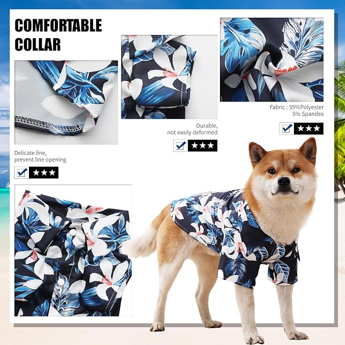 Dog Shirt Hawaiian, Pet Summer T-Shirts Dog Style Floral Breathable Cool Clothes Hawaiian Shirts Gifts for Owner and Pet Shirts are Sold Separately