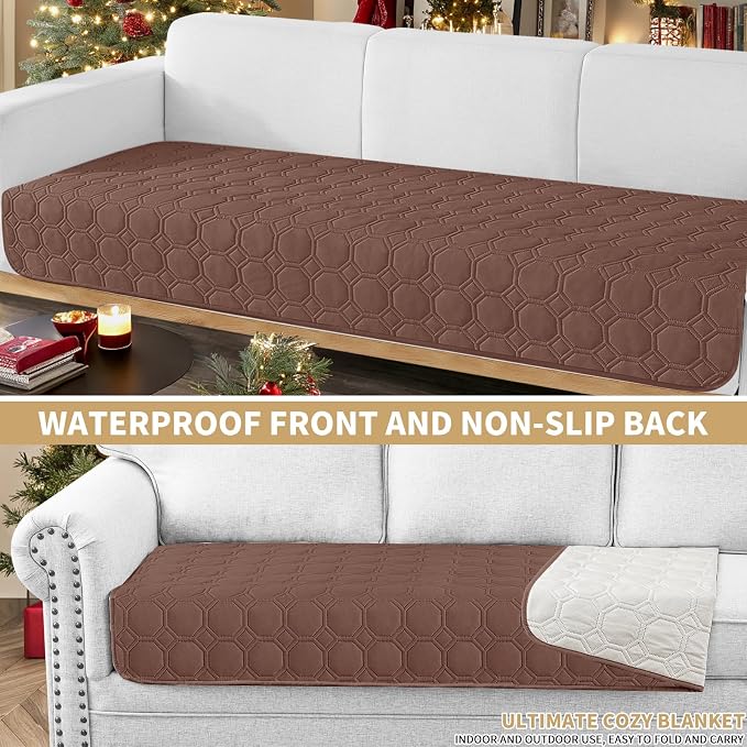 ZNSAYOTX Ultimate Cozy Blankets (30"x70") 100% Waterproof Sofa Mat Blanket for Dog Pets, Bed Couch Protector with Non-Slip Back Washable Durable, Pee Scratch Proof Easy to Clean (Coffee)