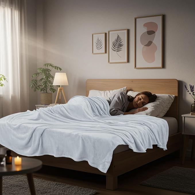 Utopia Bedding Soft Fleece Bed Blanket Queen Size Light Grey (90x90 Inch) | Microfiber Plush Warm Lightweight Breathable Cozy Blanket Anti-Static, All Season Use, Gift for Women and Men