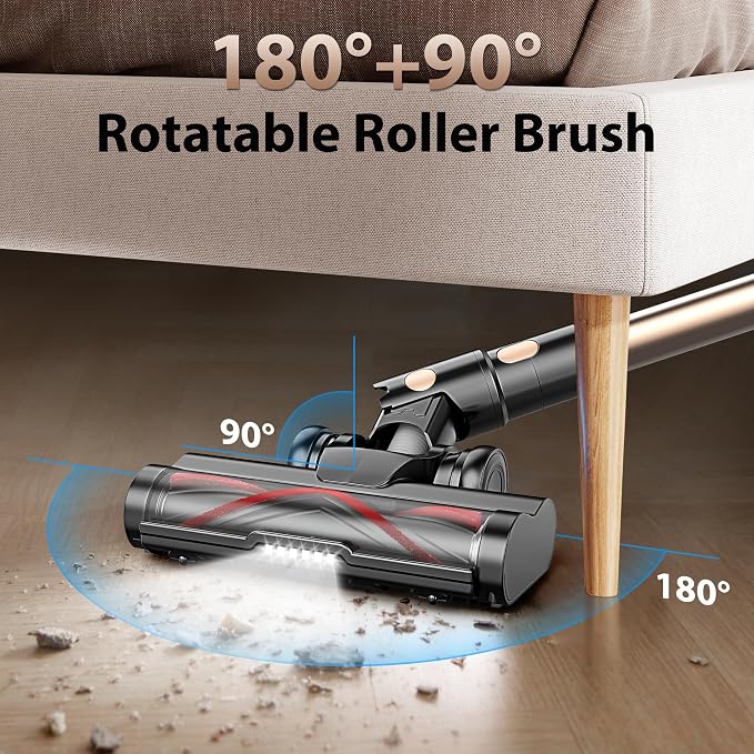 Tikom V850 Cordless Vacuum Cleaner for Home, 50000Pa/550W 70Mins Stick Vacuum with LED Touch Screen, 1.8L Dust Cup, Charging Wall Dock, Anti-Tangle, Lightweight Vacuum for Pet Hair, Hard Floor, Carpet