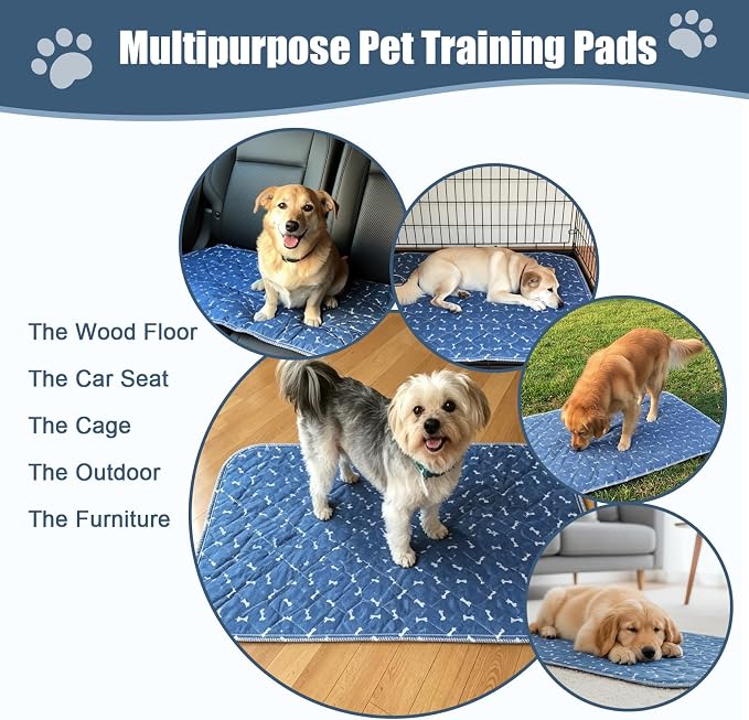 Puppy Pee Pads with Pheromones,Washable and Reusable Pee Pads for Dogs,Waterproof and Leak-Proof,Non-Slip Base Training Pads Suitable for Home,Travel and Dog Crates(Brown Paw,M:31.5*27.6in)