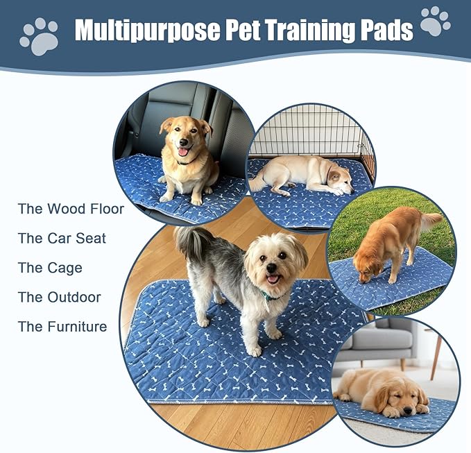 Puppy Pee Pads with Pheromones,Washable and Reusable Pee Pads for Dogs,Waterproof and Leak-Proof,Non-Slip Base Training Pads Suitable for Home,Travel and Dog Crates(Yellow Bone,M:31.5*27.6in)