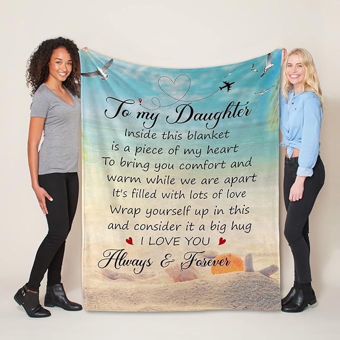 Daughter Gifts from Mom and Dad – to My Daughter Blanket, Thoughtful Mothers Day, Birthday, or Graduation Gift, Best Gift Idea for Her, Soft and Cozy Throw Blanket 50x60 Inches