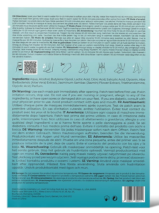 PLANTIFIQUE Foot Peeling Mask - Peeling Foot Mask Dermatologically Tested Repairs Heels & Removes Dry Dead Skin for Baby Soft Feet (Jasmine, 1 Count (Pack of 1))