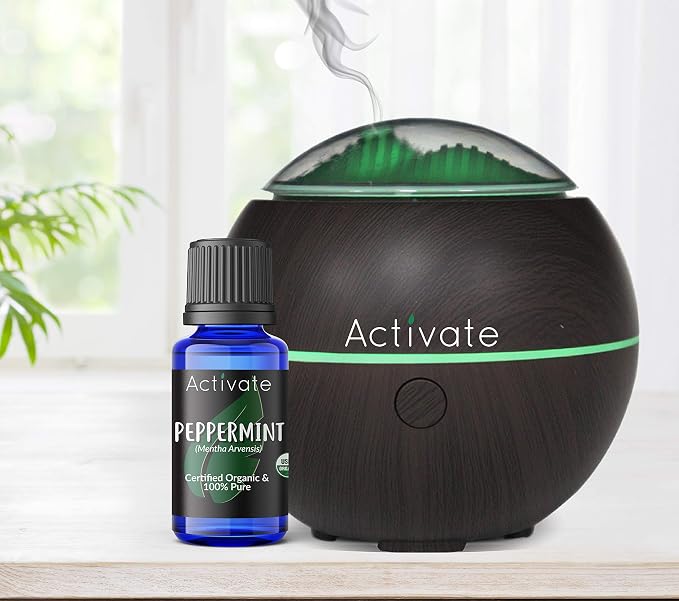 Activate USDA Organic Peppermint Essential Oil, 100% Pure Steam Distilled Mentha Arvensis, Premium Aromatherapy Oil for Diffusers, Massage, DIY Soap, Candles, Bath & Home Fragrance, 10 mL