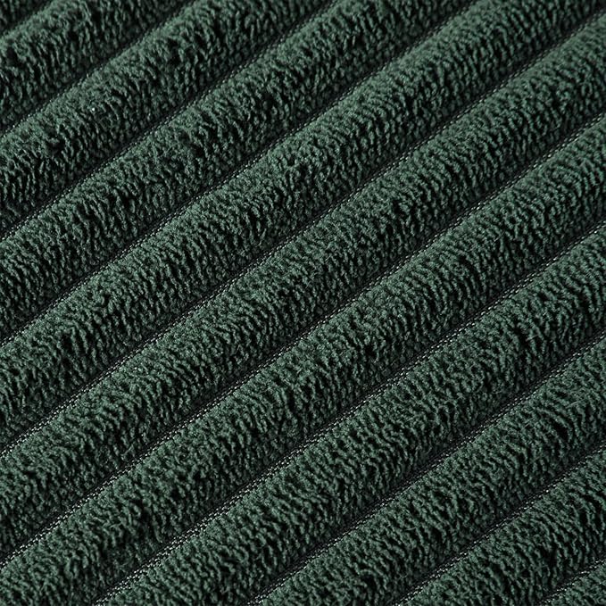 Fancy Homi 2 Pack Dark Green Lumbar Decorative Throw Pillow Covers 12x20 Inch with Pom-poms for Couch Bedroom Sofa, Soft Corduroy Solid Rectangle Cushion Case 30x50 cm, Farmhouse Boho Home Decor