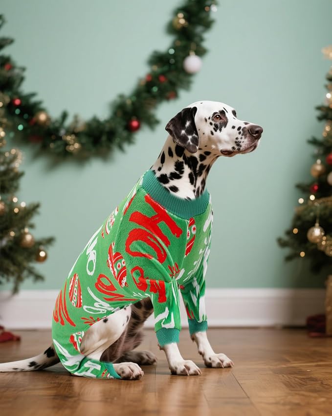 PET SHOW 4 Pack Christmas Velvet Dog Pajamas for Extra Large Dogs | Soft stretchy dogs onesies,boy girl pjs with sleeve,holiday jumpsuit costume for large pets,XXL