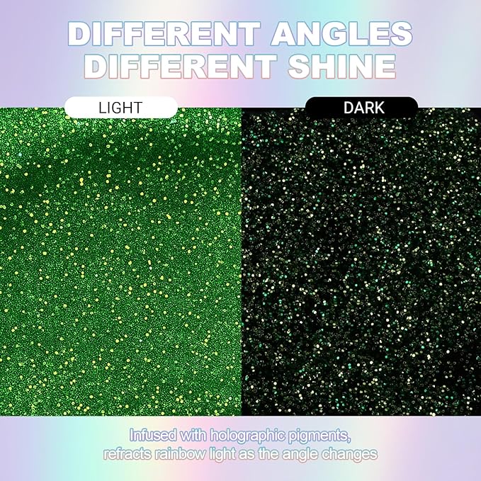 Erinde Holographic Body Glitter Gel, Roll-On Face Hair Glitter for Mermaid Makeup Festival Party Rave Accessories, Chunky Sequins Chameleon Shimmer Christmas Makeup for Women Girls, 06 Green
