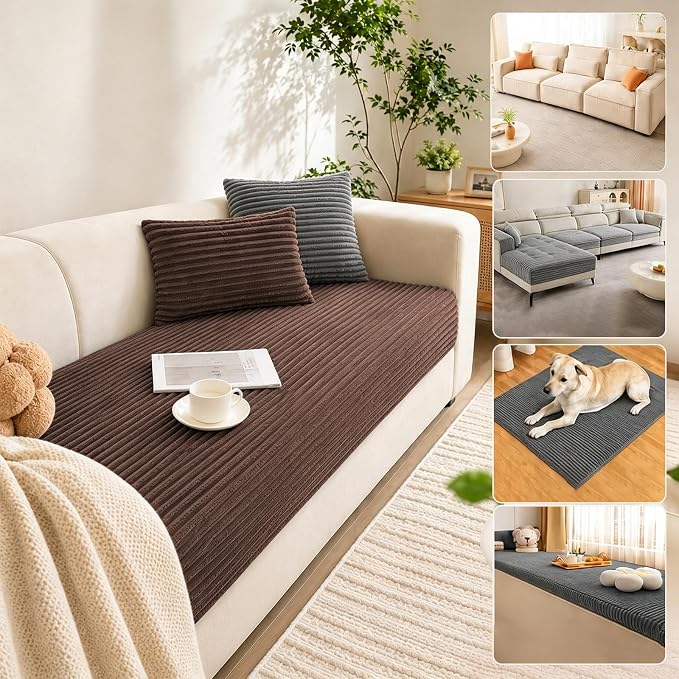 Waterproof Couch Cover for Dogs, Sofa Covers Washable & Non-Slip, Soft Dog Bed Blanket Protector for Sectional, Loveseat, Living Room Furniture (Coffee, 35.43"x 70.9" 1 Pack)
