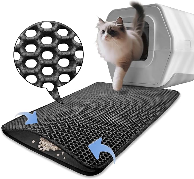 HTTMT- (23.6x18 inch) Pet Supplies Cats Litter & Housebreaking 60X45 Black Cat litter Mat Double Layer Pad Trapper Folding Pad EVA Foam Rubber