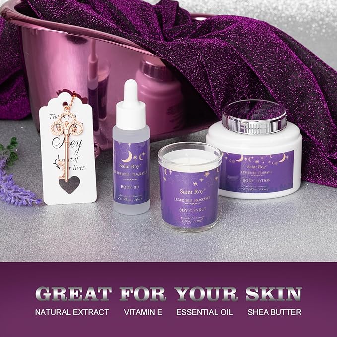 Mothers Day gift Bath Basket Spa Kit Spa Gifts for Women, Bath and Body Basket Set 10pcs Self Care Kit Lavender Scent Birthday Gifts Skin Care Set, Christmas Gifts for Women, Beauty kits Bridal Shower