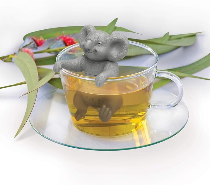Genuine Fred, KOALA-TEA, Koala Reusable Silicone Tea Infuser, Gray, Fun Gift for Tea Lovers, Clever Kitchen Gadget