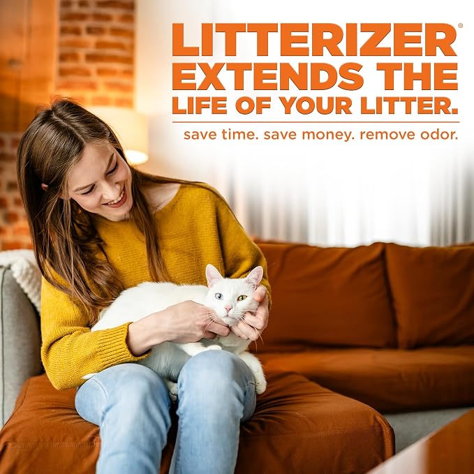 POOPH Litterizer Cat Litter Odor Eliminator Additive, 16 fl oz Bottle | Helps absorb moisture and odors to keep cat litter drier. Fragrance-free formula in a 16 oz bottle
