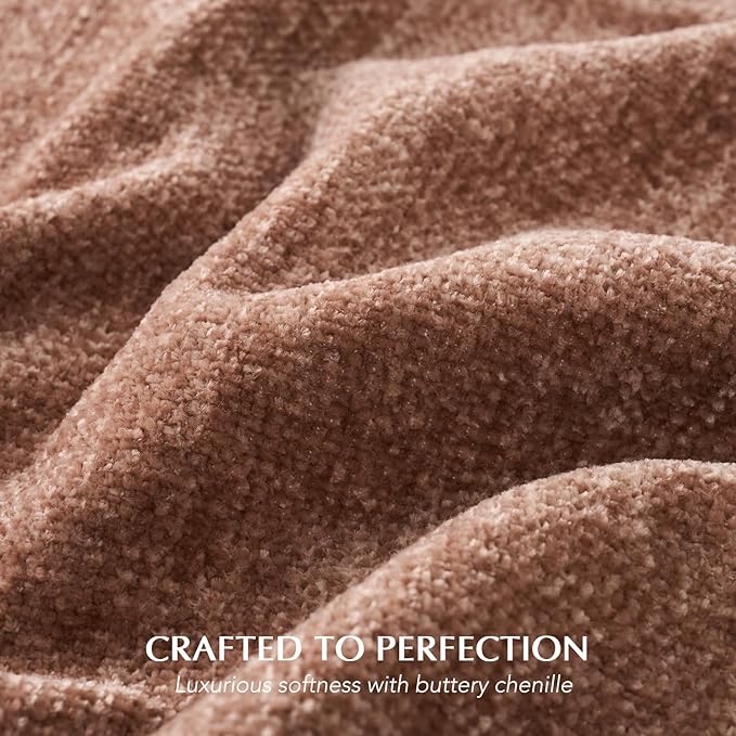 Chenille Knit Throw Blanket for Couch, 50"x60", Clay | Cozy Plush Fuzzy Knittd Throw with Tassels, Lightweight, Decorative, Farmhouse Decor, Ideal for Bed Sofa Gift, All Seasons