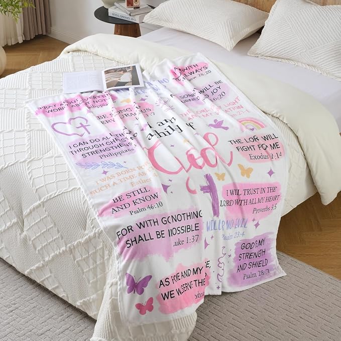 Christian Gifts for Women – “I Am a Child of God” Scripture Blanket with Bible Verses, Soft Fleece Religious Throw, Inspirational Faith Gift for Girls & Teens, Baptism, Birthday