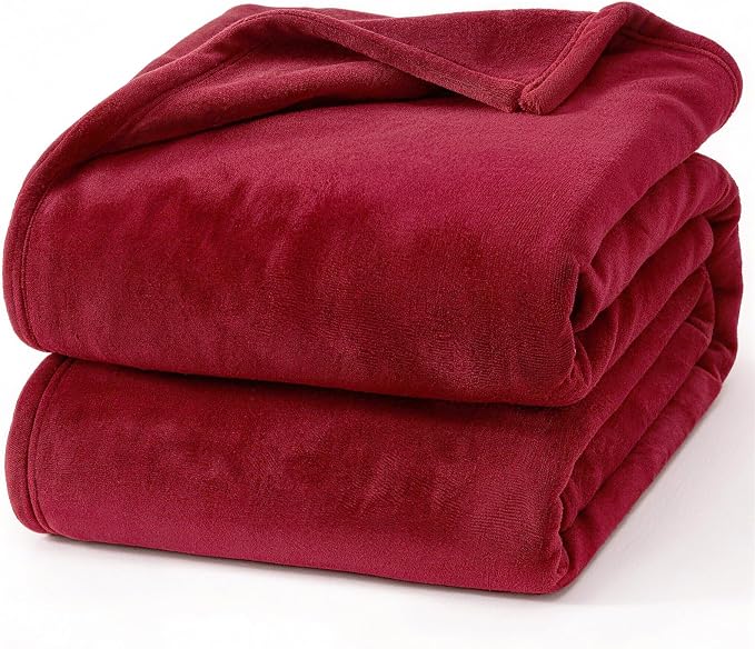 Hansleep Throw Red Fleece Blanket, Soft Flannel Bed Blanket | Fuzzy Cozy Blanket 50x60 Inches, Multi-use for Bed, Sofa, Couch, Travel, Camping, All Season Warm Lightweight Cover