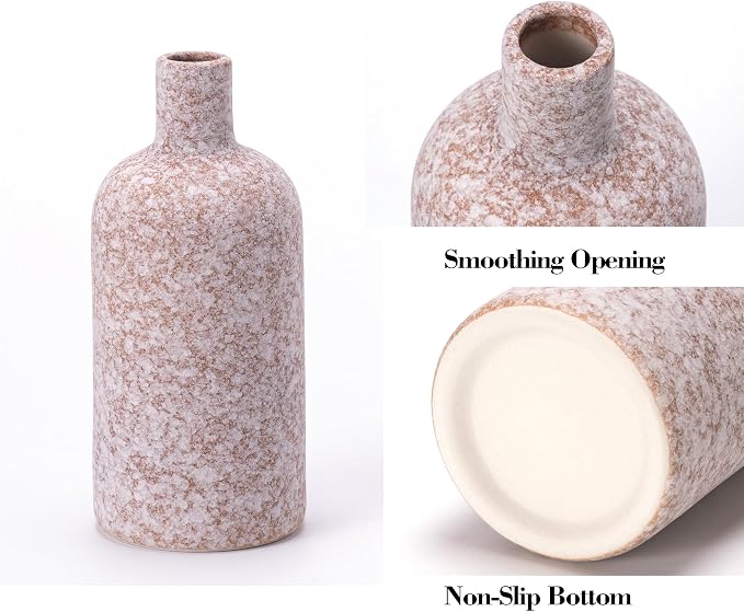 Ceramic Vase Set of 4, Classic Stone Style Small Vases Home Decorations for Table Shelf Office Centerpieces Decor