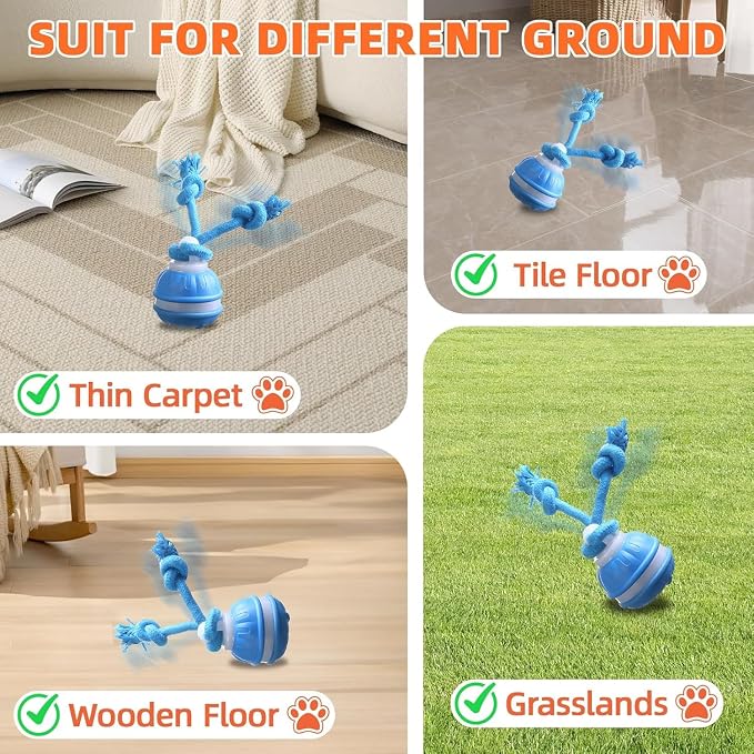 Interactive Dog Ball Toy,Moving DogToys (Blue) | For Small Medium Large Dogs,360° Automatic Moving Toy, Interactive Dog Ball Stimulation Toy for Boredom Relief