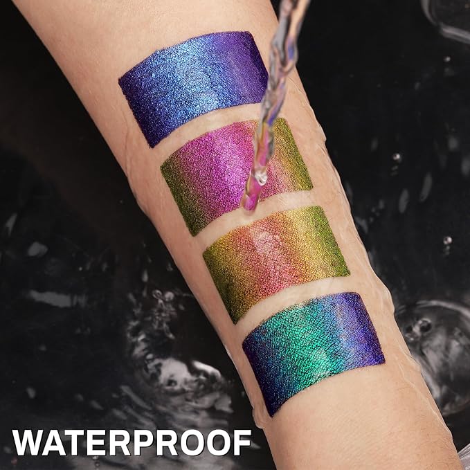 UCANBE Chameleon Liquid Eyeliner - Green Cyan Blue, Multi-Chrome Metallic Shift Eyeliner, Waterproof Glitter Eyeliner with Soft Fine Tip for Multi-Dimensional Eye Looks