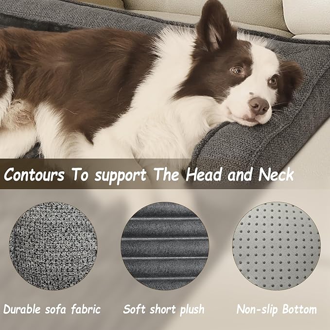 WINDRACING Luxury Dog Couch Bed,Dog Sofa pad, Washable, aterproof Pet Bed Mats, Very Suitable for Small, Medium and Large Dogs. Suitable for Furniture Protection - Grey (Large 41x37x5inch) ﻿