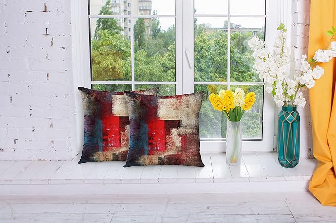 Emvency Throw Pillow Covers Set of 2, 18 x 18 Inch, Red Brown | Abstract Modern Painting Outdoor Decorative Square Pillow Cases Couch Cushion Case for Couch Bed Sofa Living Room Home Decor