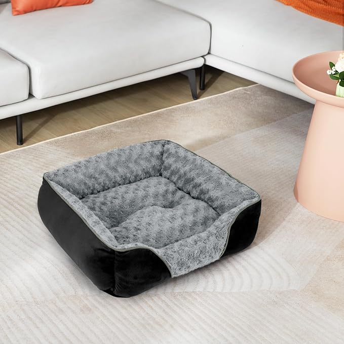 Large Dog Bed Rectangle Washable Orthopedic Soft Calming Sleeping Durable Pet Cuddler with Anti-Slip Bottom