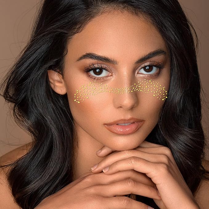 Waterproof Glitter Freckles Face Tattoo - 8pcs Silver Sparkle Freckles Patches for Women, St Patricks Day & Cosplay Makeup, Long-Lasting Festival Accessories