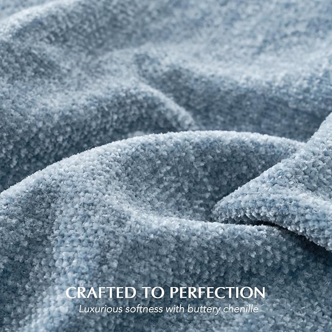 Chenille Knit Throw Blanket for Couch, 60"x80", Cloud Blue | Cozy Plush Fuzzy Knittd Throw with Tassels, Lightweight, Decorative, Farmhouse Decor, Ideal for Bed Sofa Gift, All Seasons