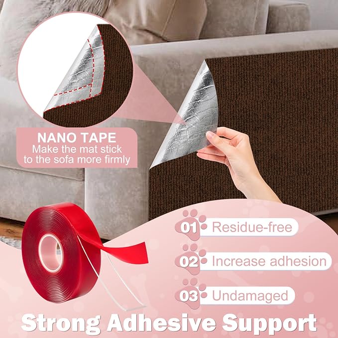 ENONCI 23.6x15.8 Cat Scratcher Mat, Self-Adhesive Cat Scratch Furniture Protector
