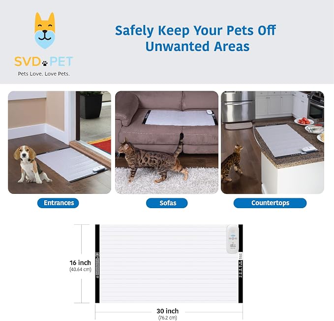SVD.PET Pet Training Mat, 30"x16" Electric Scat Mat for Cats & Dogs, White