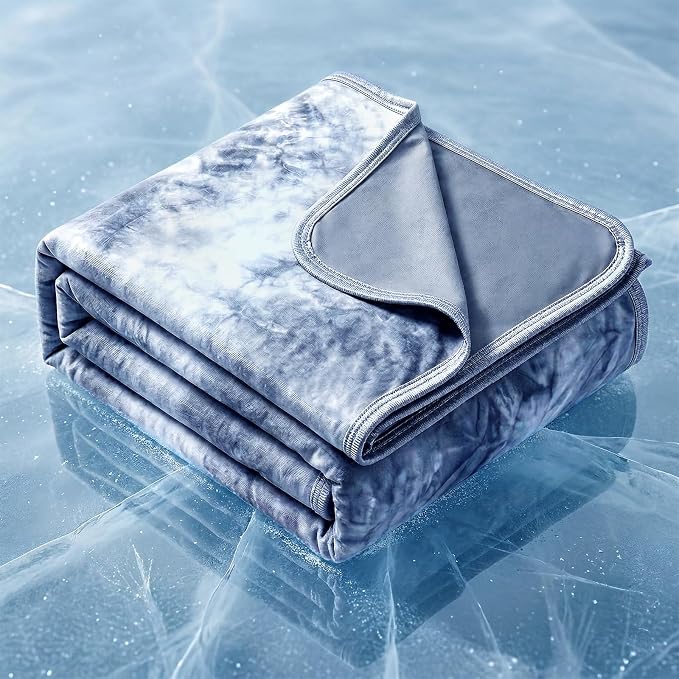 Cooling Blanket Queen Size 80"x88" for Hot Sleepers | Cold Summer Soft Blanket for Bed Couch and Travel Absorbs Heat Q-Max>0.35 Cool Lightweight Throw for Night Sweats Menopause