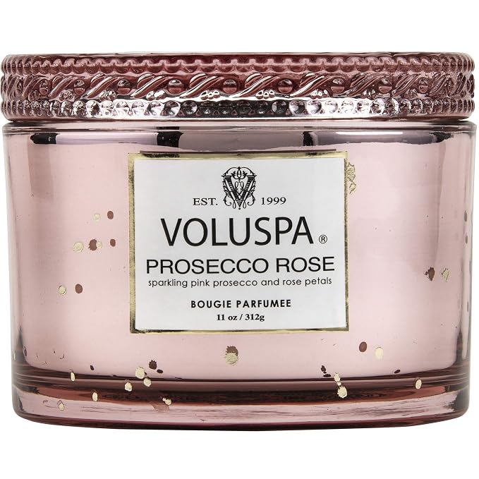 Voluspa Prosecco Rose Corta Maison Boxed Glass Candle, 11 Ounces
