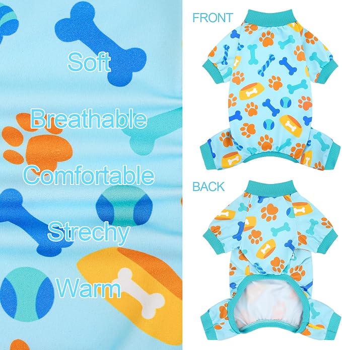 XPUDAC 4 Pack Dog Pajamas for Small Medium Sized Doggie Comfy Strechy Dog Pjs for Boy Puppy Clothes Cat Onesies Pet Outfits, M