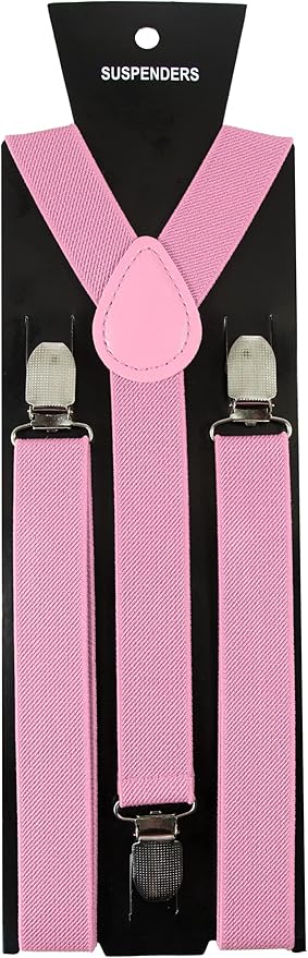 JEMYGINS Solid Color Mens Suspender with 3 Strong Clips Adjustable Braces
