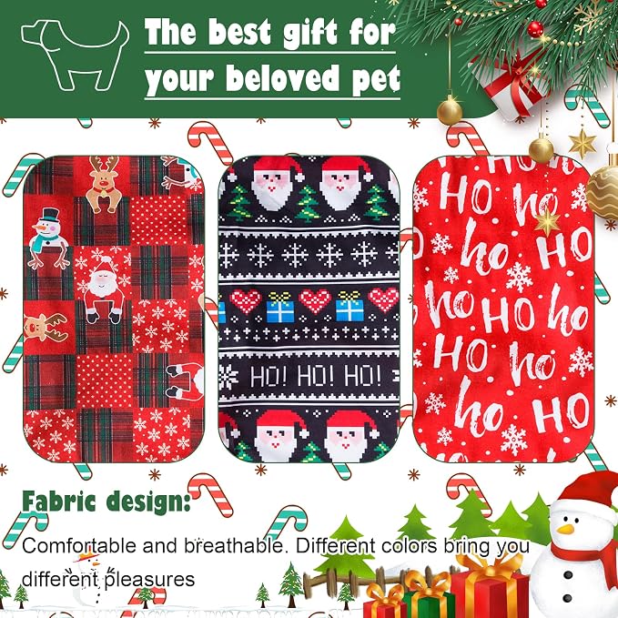 6 Pieces Christmas Dog Clothes for Small Dogs, Soft and Breathable Pet Shirt, Winter Puppy Kitten Vest Printed Dog Shirts, Christmas Snowman Santa Claus Reindeer T-Shirts for Pet Dogs Cats