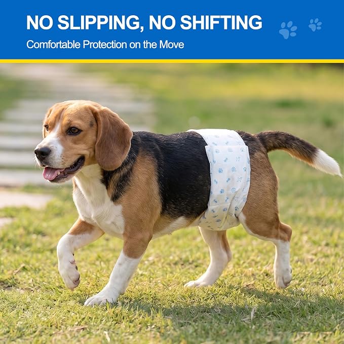 Wowflash 100 Count Dog Belly Bands for Male Dogs, Male Dog Diapers Disposable, Leakproof Dog Wraps with Wetness Indicator, Breathable Quick-Dry, Secure Fit for Doggy Puppy Training, Medium