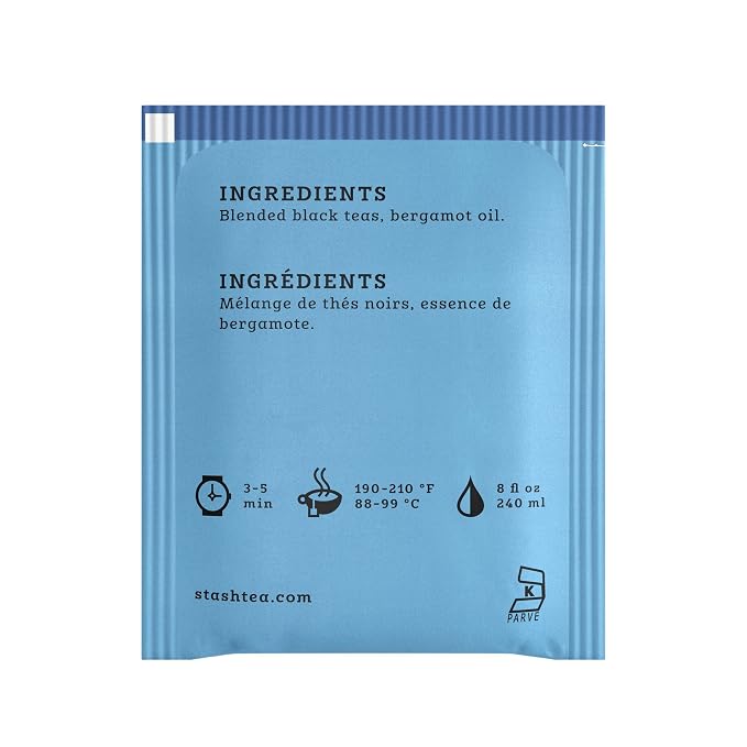 Stash Tea Double Bergamot Earl Grey Black Tea, Box of 100 Tea Bags